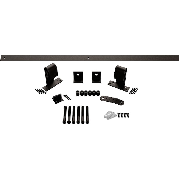 Ekena Millwork Premium J-Top Mount Barn Door Hardware Set w/ 4' Track for 1 3/8" to 2 1/4" Doors, Arch Bronze GB60010H4AB - main